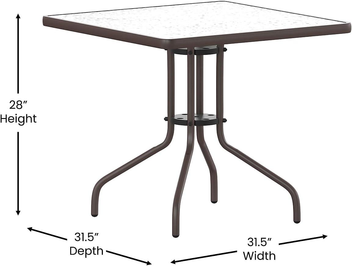 Flash Furniture Barker 31.5'' Square Tempered Glass Metal Table