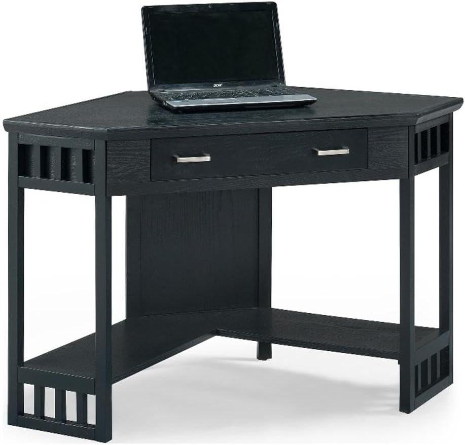 Leick Furniture Corner Computer Wood Desk in Black