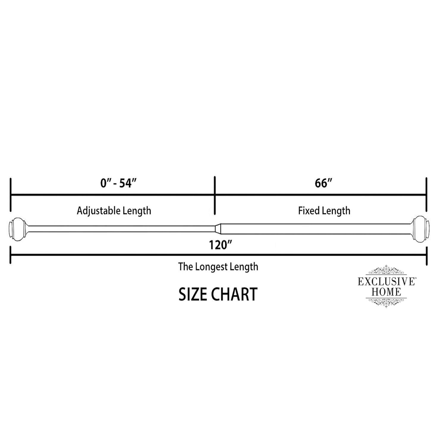 EXCLUSIVE HOME Topper 1" Curtain Rod and Coordinating Finial Set, Matte Black, Adjustable 66"-120"