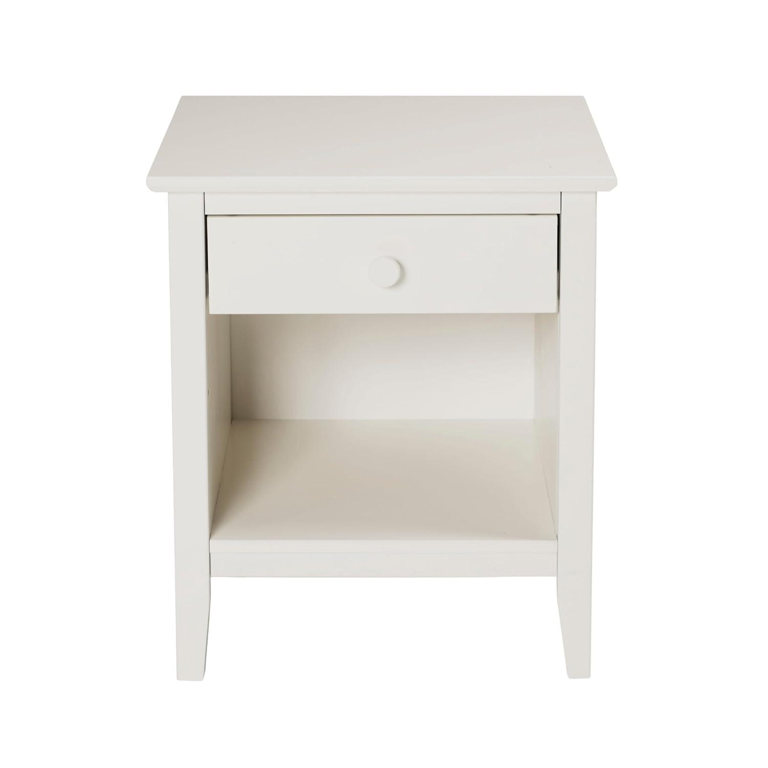 Alaterre Furniture Simplicity Nightstand, Bedside Table with Drawer, Perfect for Kids Bedroom, White