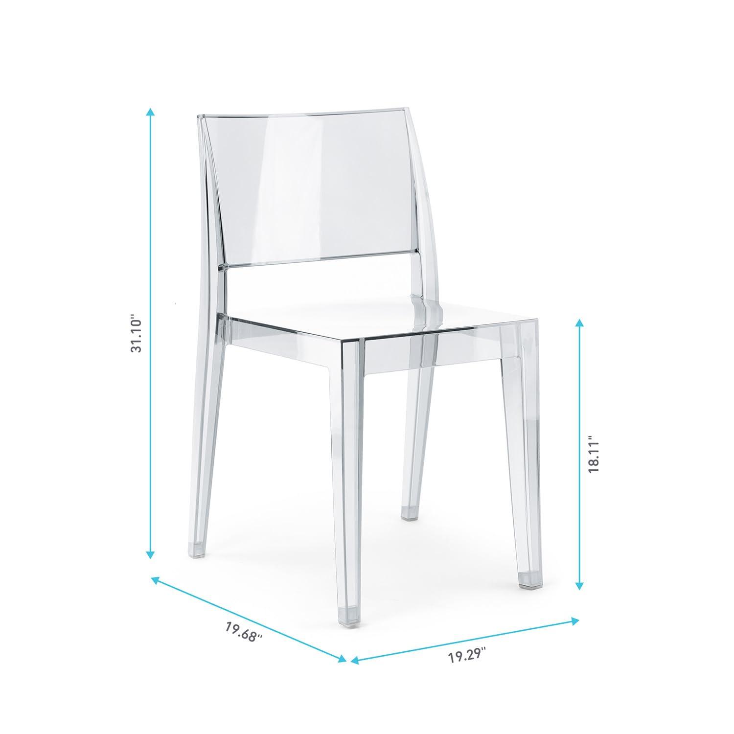 WRGHOME Palermo Modern Outdoor/Indoor Plastic Resin Stacking Patio Dining Chairs (Set of 2) - CLEAR