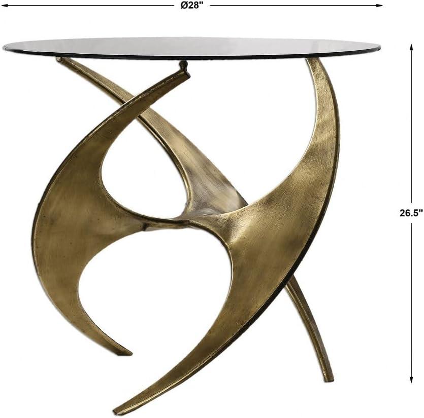 Uttermost Graciano Contemporary Metal and Glass Accent Table in Gold