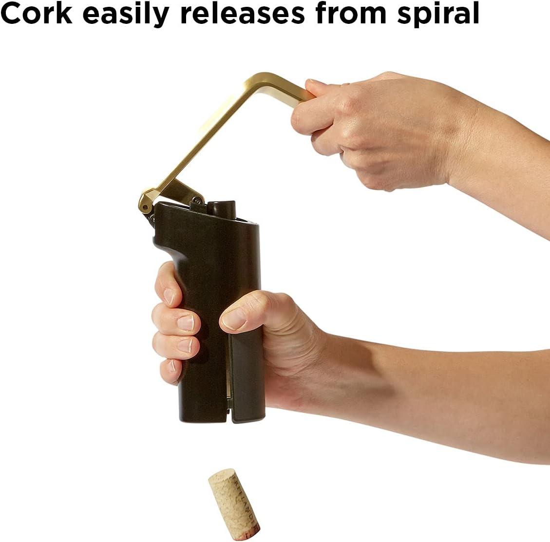 RBT RBT Vertical Lever Corkscrew Wine Opener With Foil Cutter And Extra Spiral, Black