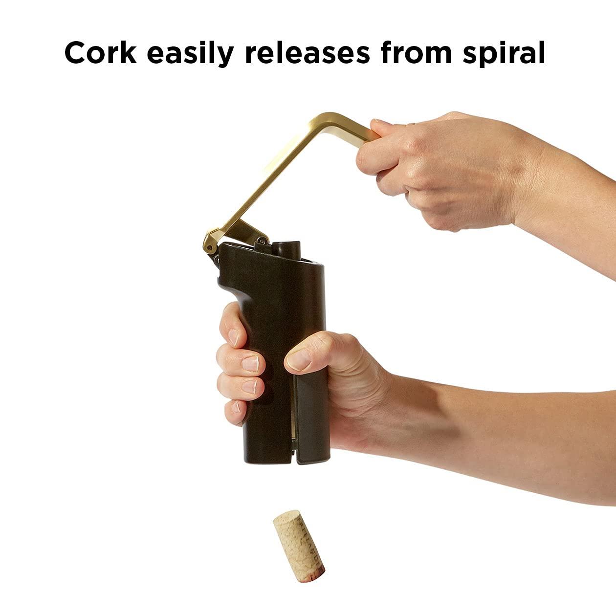 RBT RBT Vertical Lever Corkscrew Wine Opener With Foil Cutter And Extra Spiral, Black