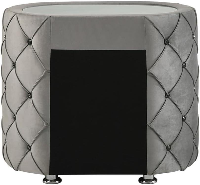 Acme Furniture Perine Nightstand in Gray Velvet