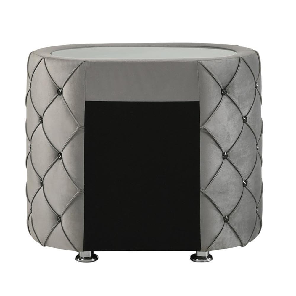 Acme Furniture Perine Nightstand in Gray Velvet