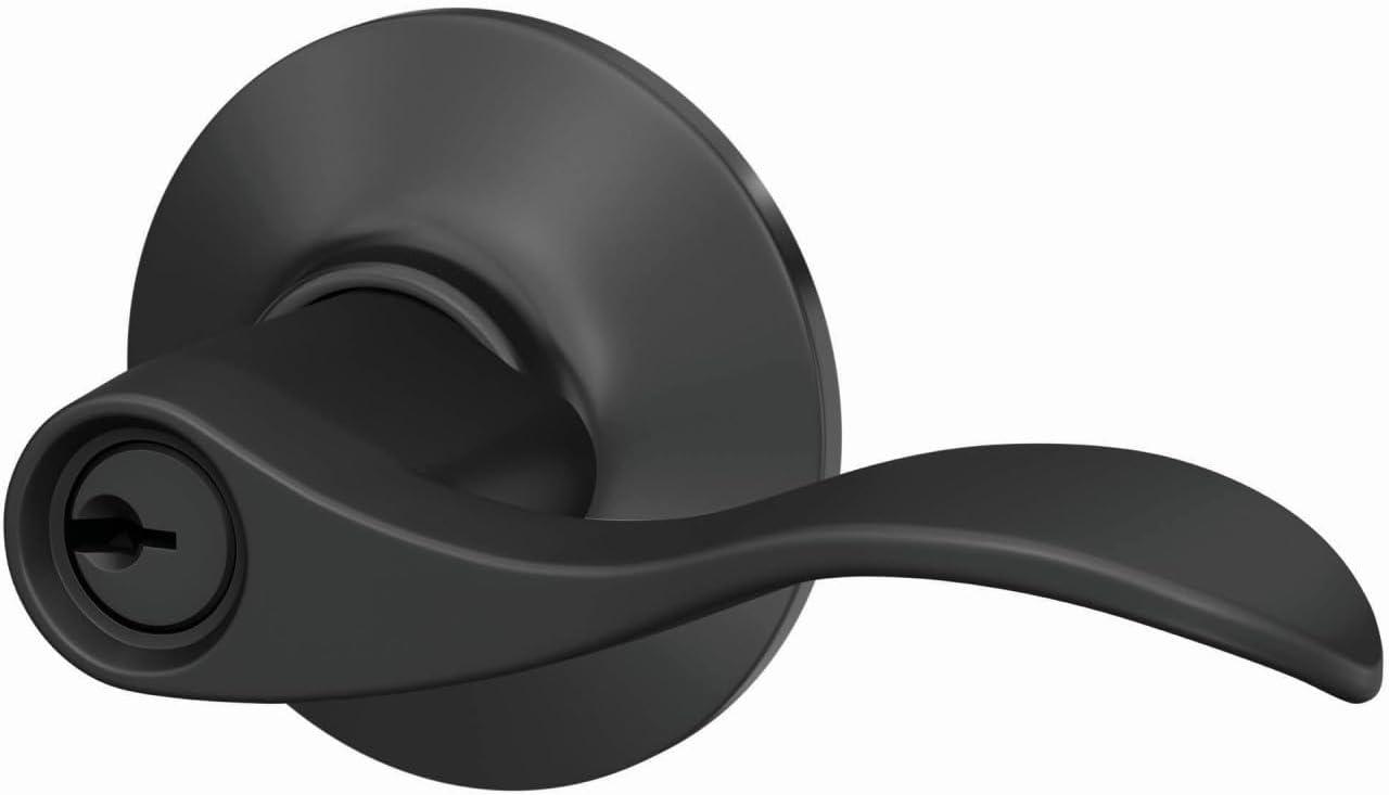 Schlage F51A ACC 622 Accent Door Lever, Keyed Entry Lock, Matte Black