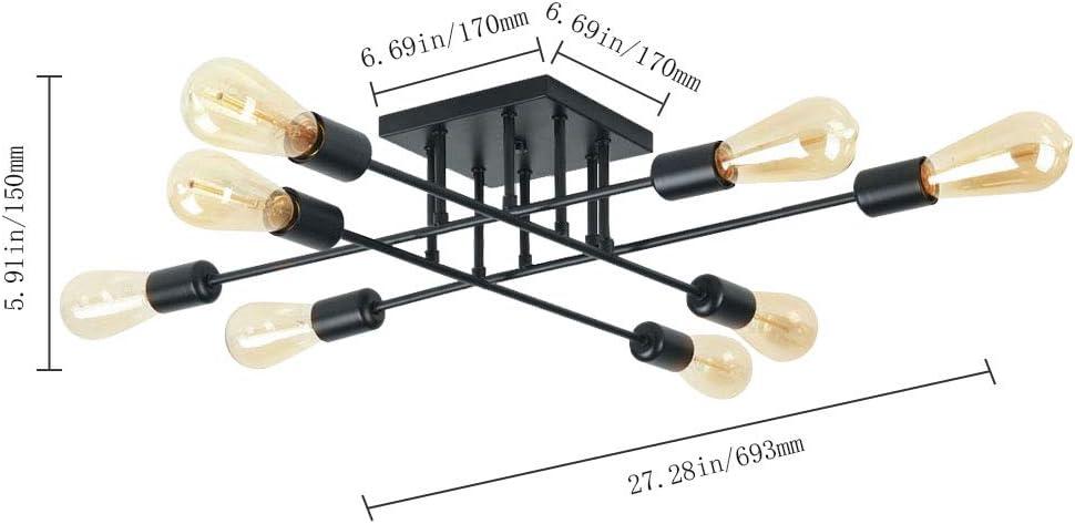 Aiwen 8 Lights Metal Sputnik Semi Flush Mount Ceiling Lamp Modern Home Decoration Light Fixture