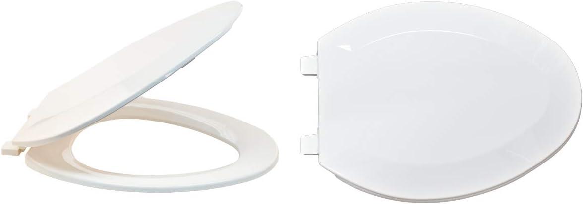 EZ-FLO Elongated White Plastic Toilet Seat with Lid