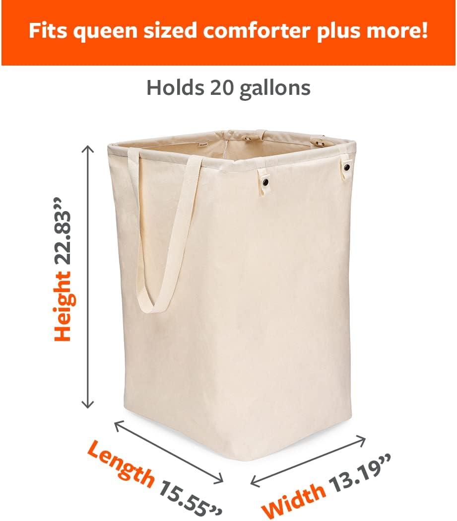 Natural Organic Cotton Collapsible Laundry Hamper with Metal Frame