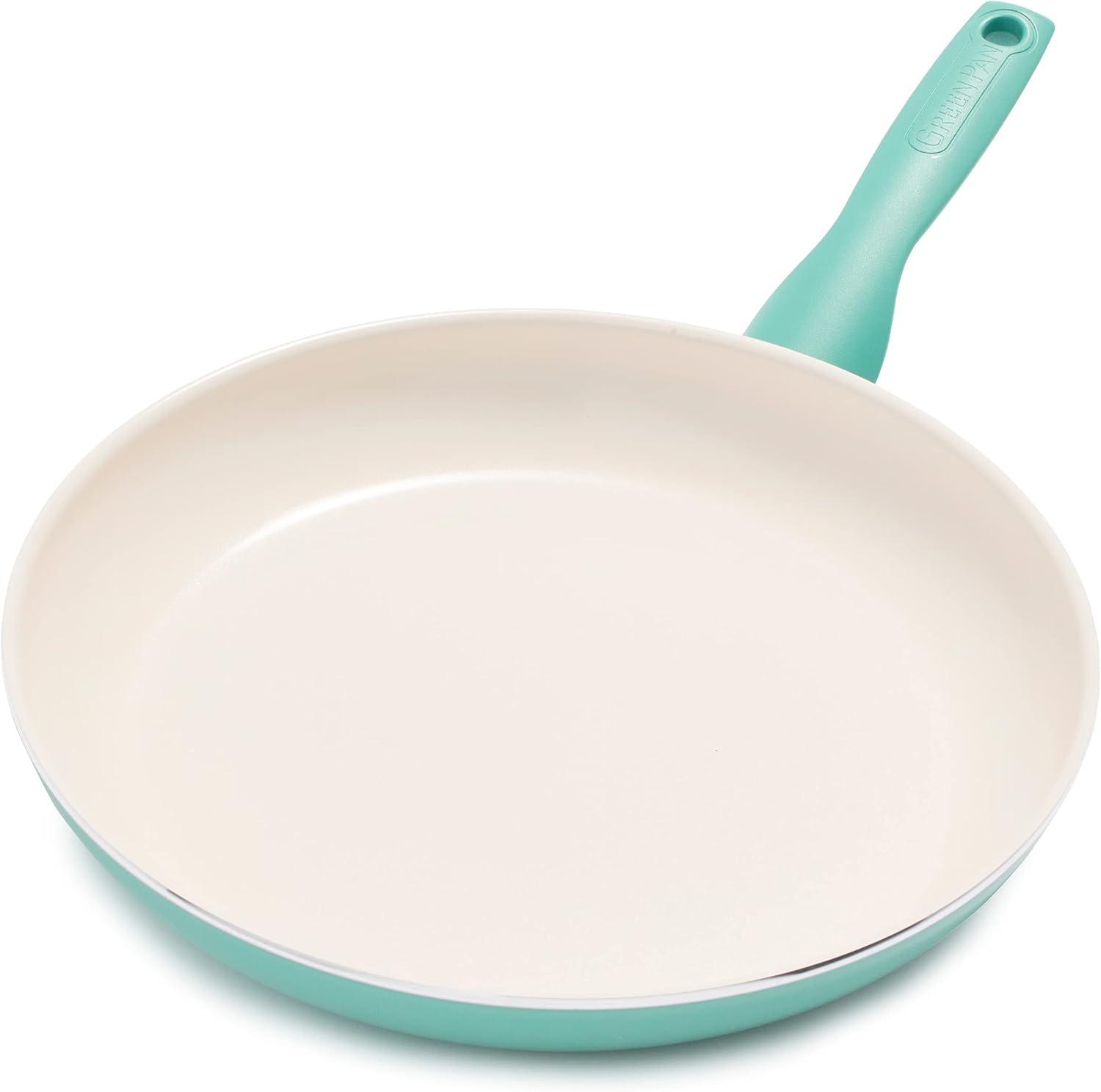 Turquoise 10" Aluminum Ceramic Nonstick Fry Pan with Lid