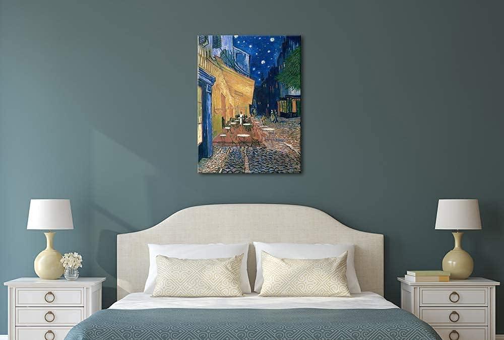 Wieco Art Cafe Terrace at Night Canvas Prints Wall Art by Van Gogh Classic Oil Paintings Reproduction Large Gallery Wrapped Cityscape Picture Giclee Artwork for Dining Room Home Office Decorations