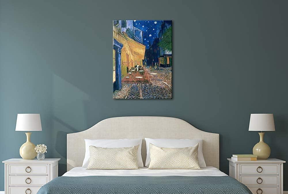 Wieco Art Cafe Terrace at Night Canvas Prints Wall Art by Van Gogh Classic Oil Paintings Reproduction Large Gallery Wrapped Cityscape Picture Giclee Artwork for Dining Room Home Office Decorations