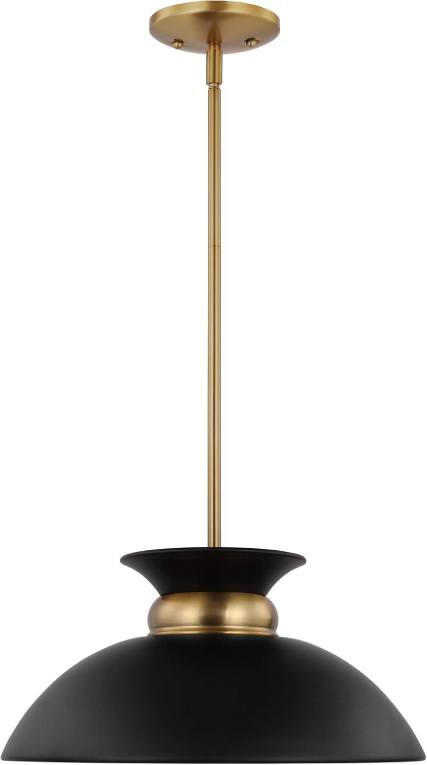 Nuvo Lighting 60/7460 Perkins 15" Wide Pendant - Matte Black / Burnished Brass