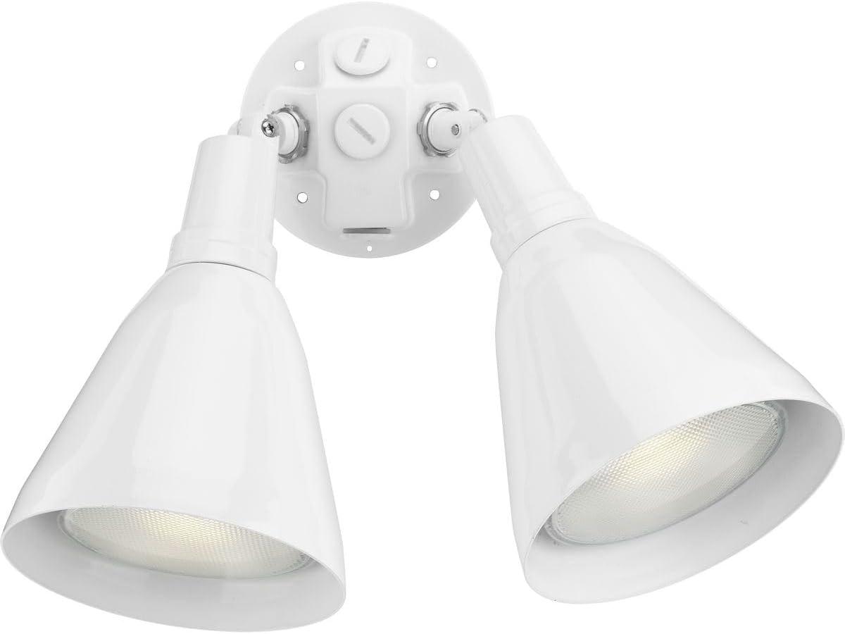 Progress Lighting Par 2-Light Outdoor Wall Light, White, Aluminum, Antique Bronze, Adjustable Swivel Heads, Shade Included