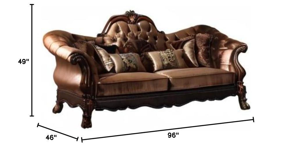 Acme Furniture Dresden Sofa Golden Brown Velvet/Cherry Oak