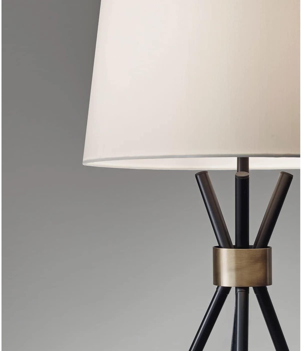 60" 3-way Benson Floor Lamp Black - Adesso: Industrial Chic, Ivory Linen Shade, UL Listed