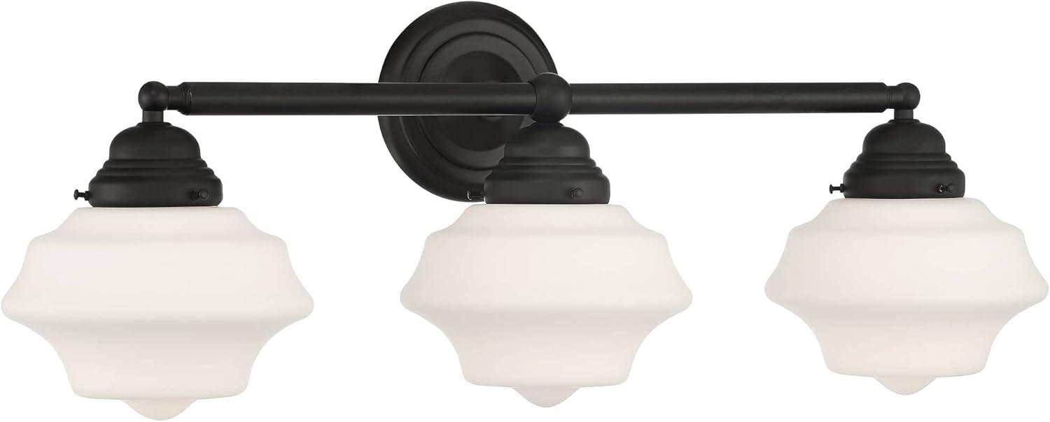 Possini Euro Design Astrid Modern Wall Light Black Metal Hardwire 27 1/4" 3-Light Fixture Opal White Glass Shade for Bedroom Bathroom Living Room