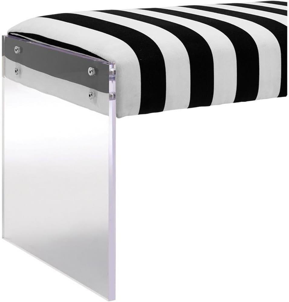 Contemporary Envy Black Velvet 54" Bench with Acrylic Legs