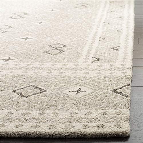 Safavieh Micro-Loop Collection Area Rug - 5' x 8', Grey & Ivory, Handmade Wool, Ideal for High Traffic Areas in Living Room, Bedroom (MLP803F)