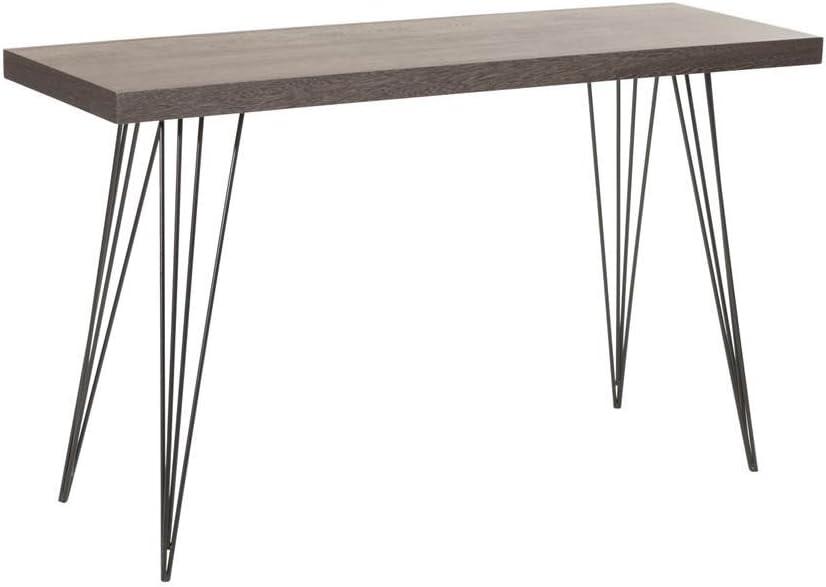 Transitional Dark Brown and Black Metal Console Table - 55"