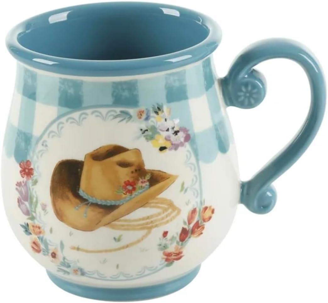 The Pioneer Woman Novelty Gingham 16 oz Multi-Color Stoneware Mugs, Set of 4