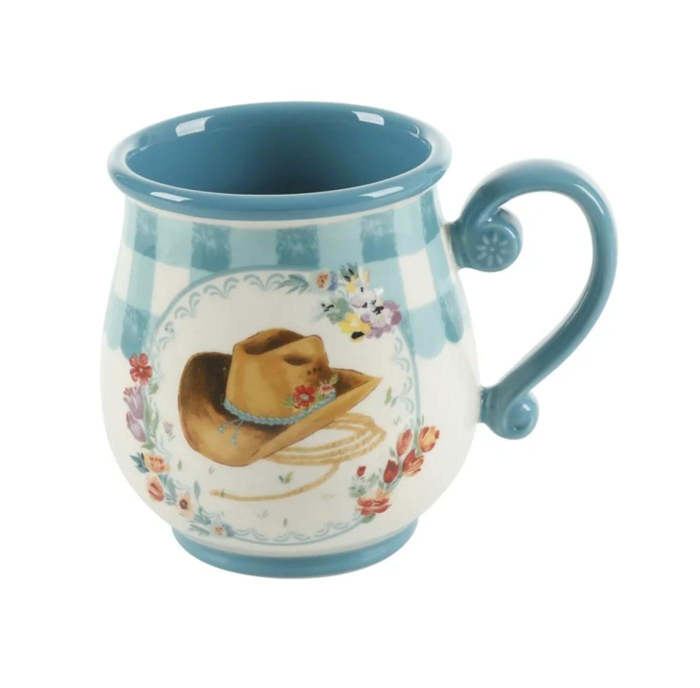 The Pioneer Woman Novelty Gingham 16 oz Multi-Color Stoneware Mugs, Set of 4