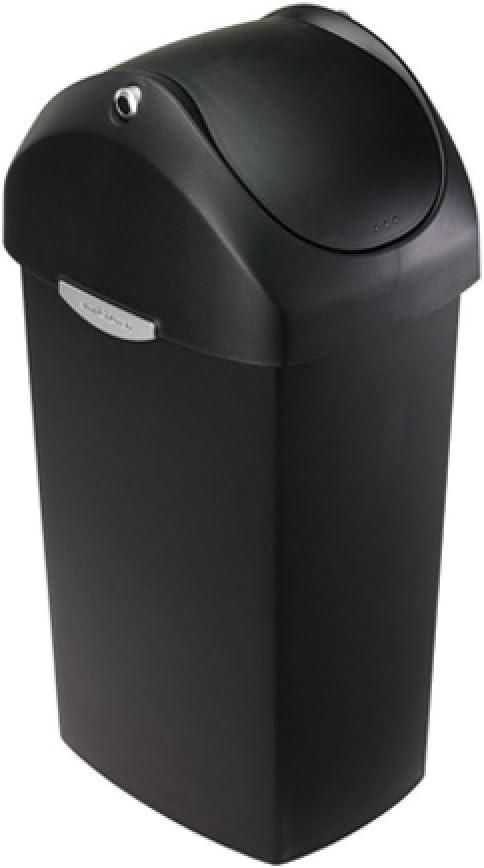 simplehuman 16 gal Plastic Swing Lid Kitchen Trash Can, Black