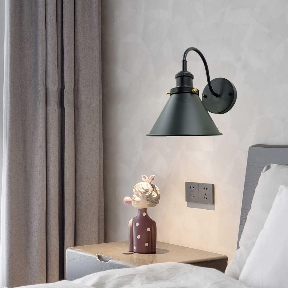 Battery Operated Wall Sconce Decor Set of 2, Black Wireless Wall Sconces with Remote, Dimmable Vintage Led Wall Lights, Wall Lamp for Bedroom Farmhouse Gallery
