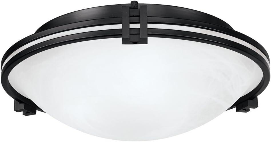 Possini Euro Design Modern Ceiling Light Flush Mount Fixture 16 3/4" Wide Oil Rubbed Bronze 3-Light Marbleized Glass Bowl for Bedroom Kitchen Hallway