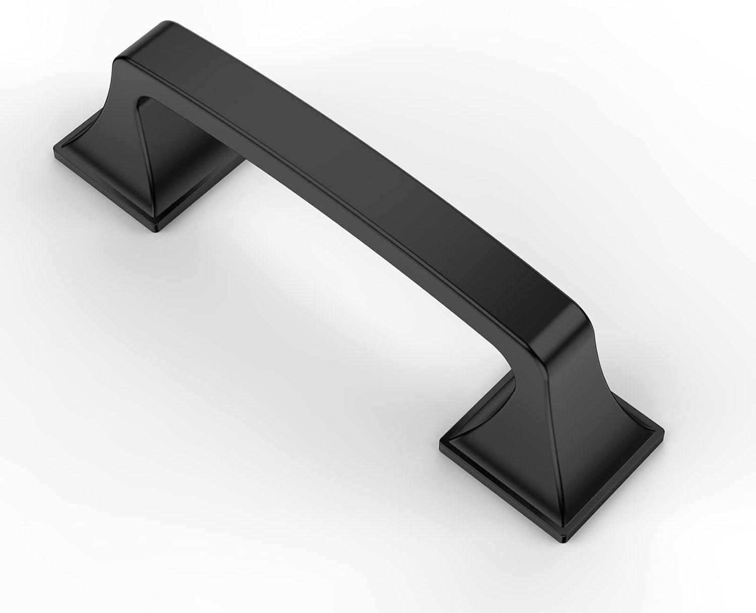 Matte Black Modern Cupboard Drawer Pulls with Mounting Hardware, 10 Pack