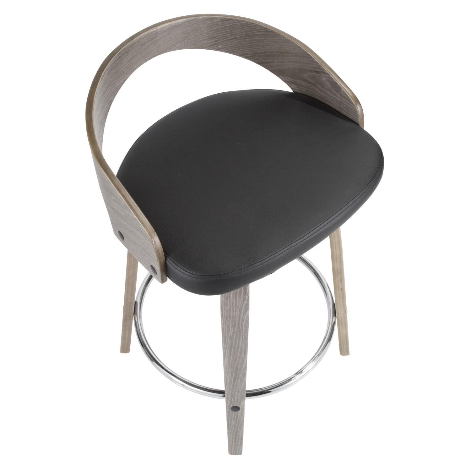 Grotto 29.5" Mid-Century Modern Black Swivel Counter Stool - Set of 2