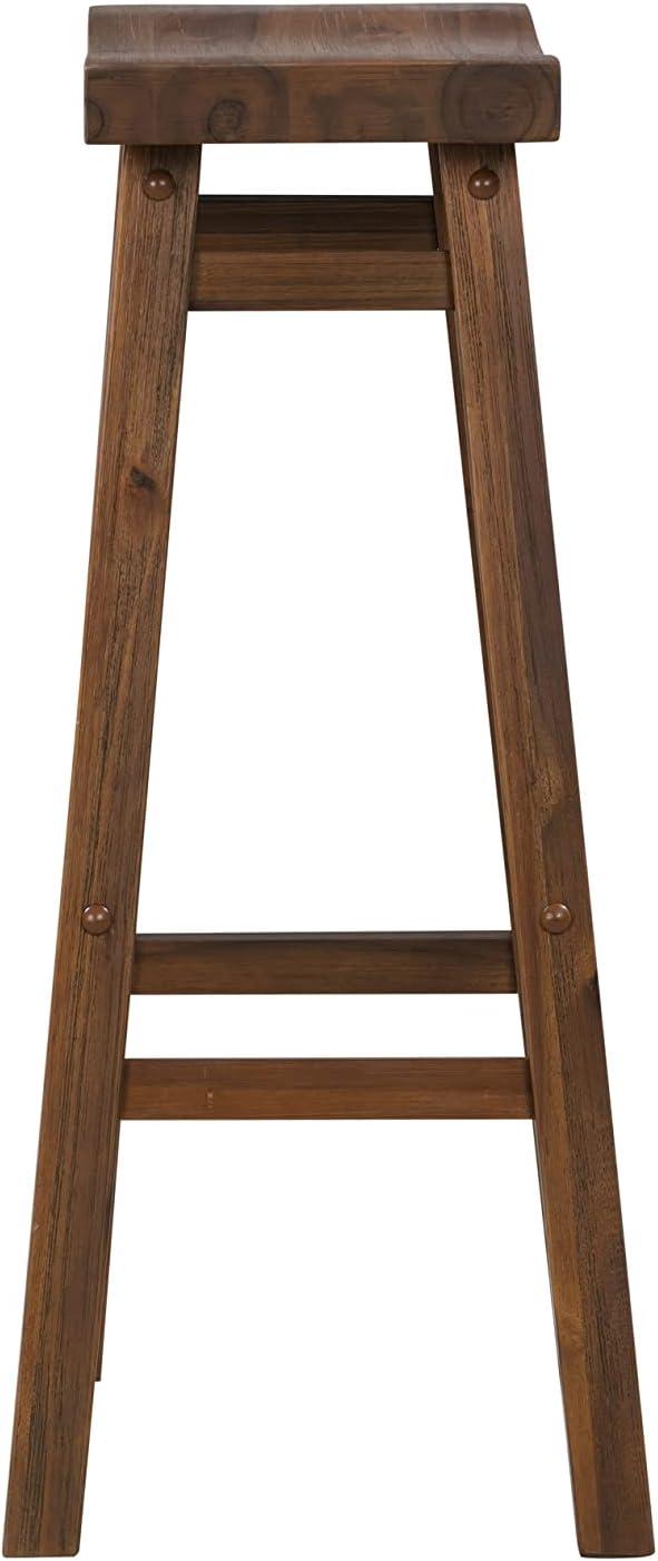 29" Sonoma Saddle Barstool Chestnut - Boraam: Solid Rubberwood, Wire-Brush Finish, Footrests