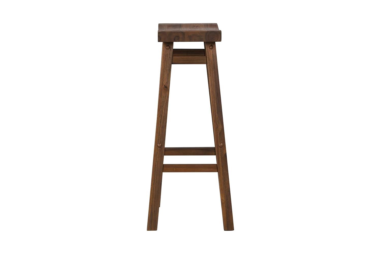 29" Sonoma Saddle Barstool Chestnut - Boraam: Solid Rubberwood, Wire-Brush Finish, Footrests