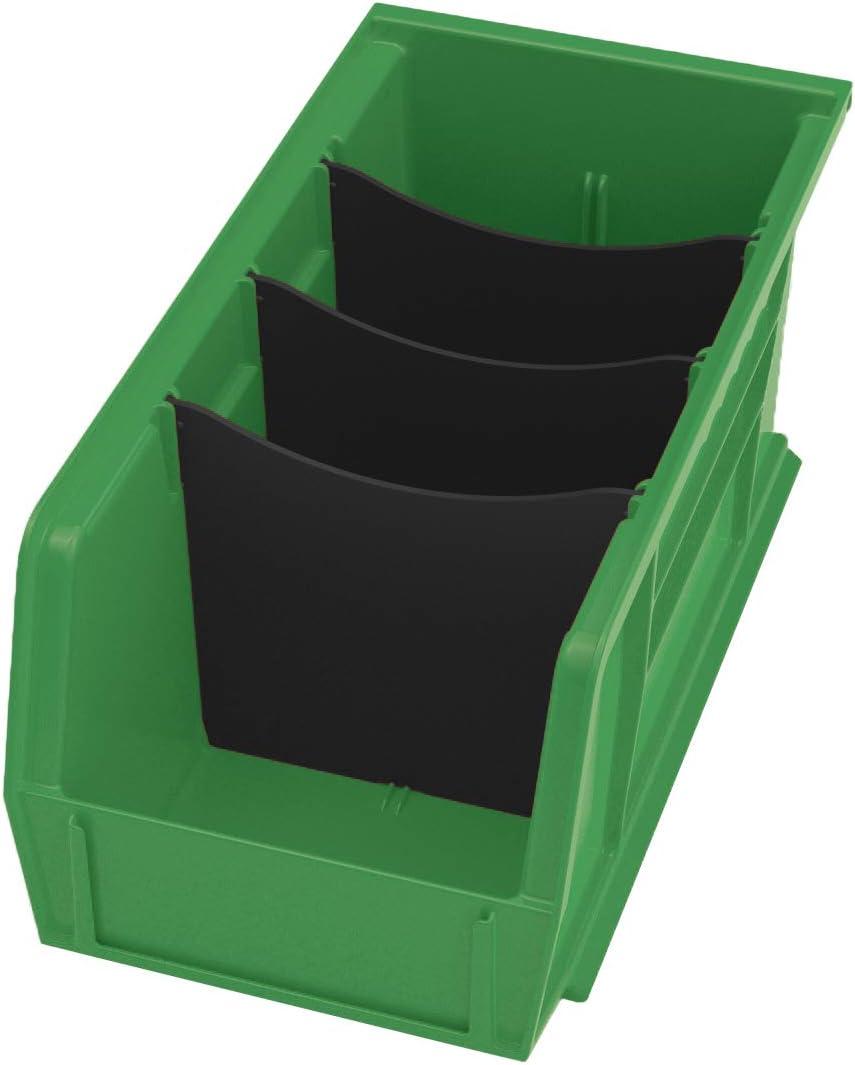 Green Plastic Stackable Storage Bins, 11 x 5 x 5 Inches