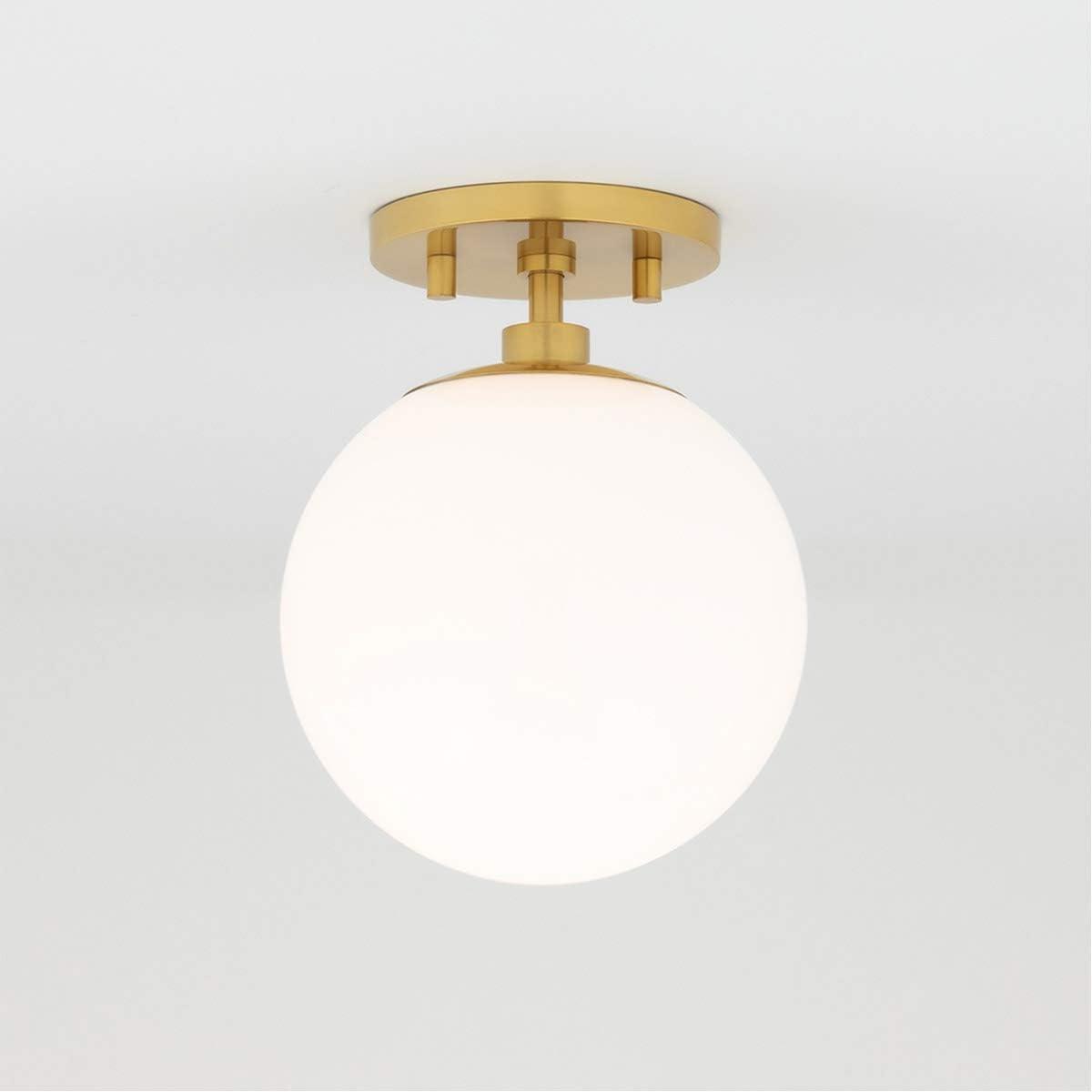 Mitzi Stella 1 - Light Semi-Flush Mount in  Aged Brass White Shade