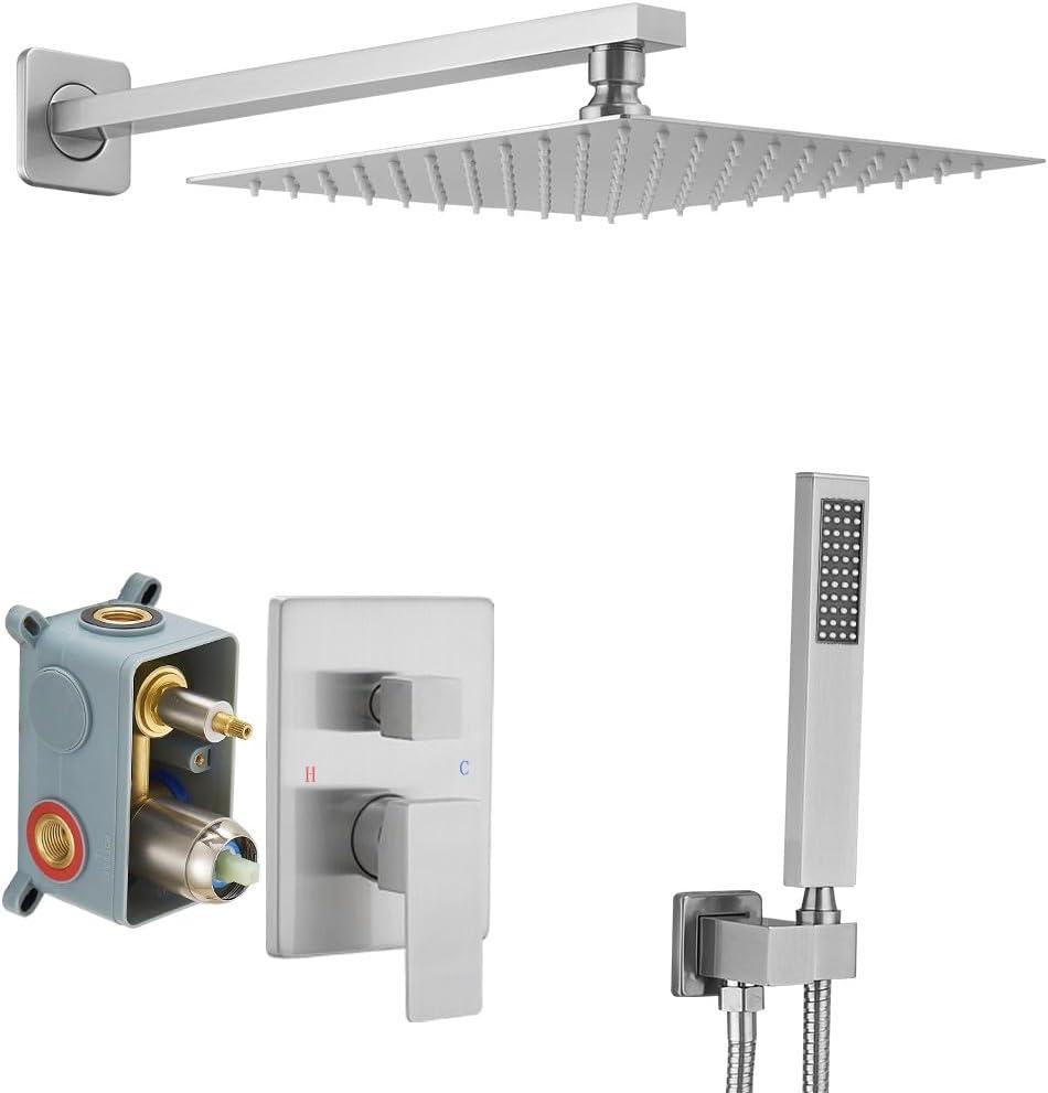 10-Inch Brushed Nickel Wall-Mounted Rain Shower System