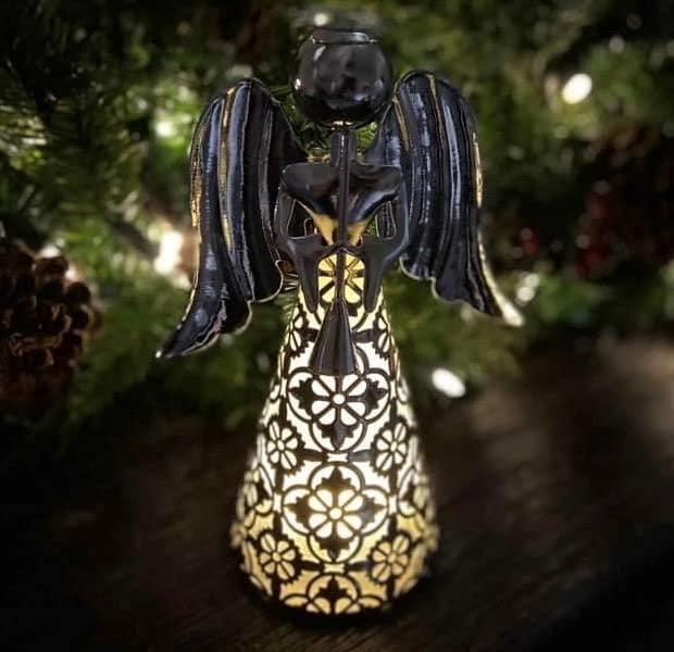 9" Pre-Lit LED Tabletop Angel Decorative Figurine Silver - Haute Décor