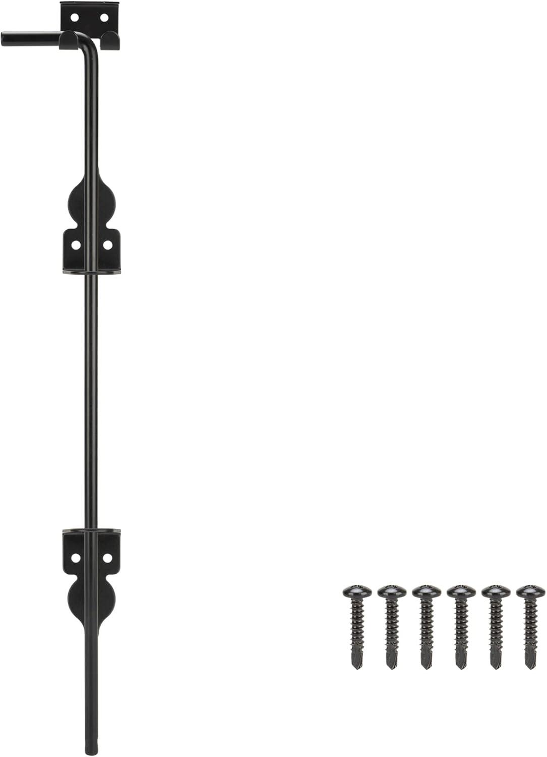 Uxcell 18" Cane Bolt Gate Drop Rod for Wood Fence, Iron Gate Hardware Ground Latch for Wooden Fence and Holding Door