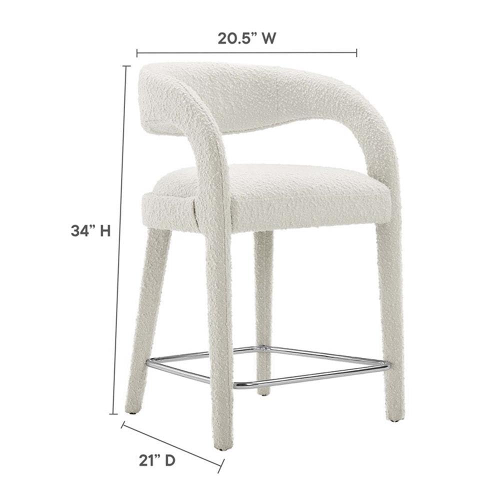 Modway Pinnacle Boucle Upholstered Counter Stool Set of Two