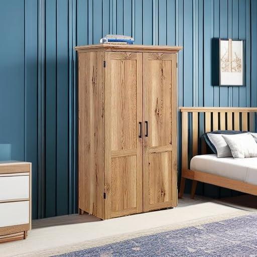 Timber Oak Brown Storage Craft and Sewing Armoire