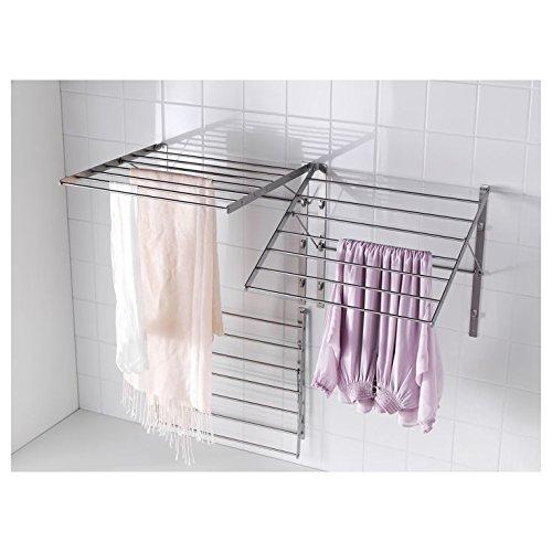 Wall Mounted Clothes Drying Rack Stainless Steel Space Saving Folding Adjustable Collapsible (22Wx21Dx19H)