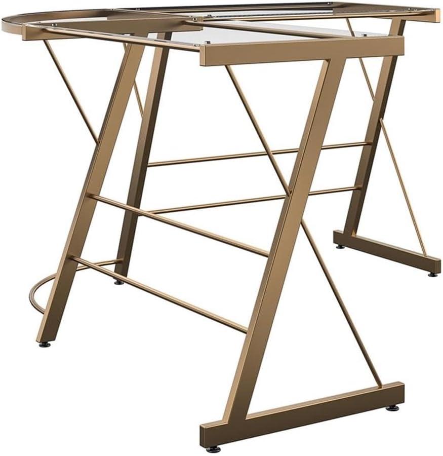 Ameriwood Home Glass L-Shaped Computer Desk, Gray