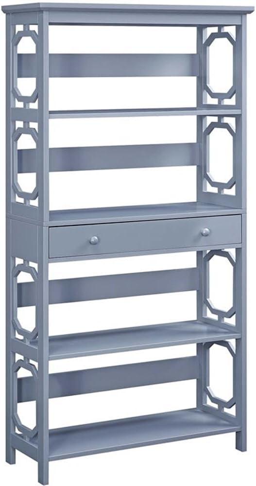 Convenience Concepts Omega 5 Tier Bookcase with Drawer, Gray