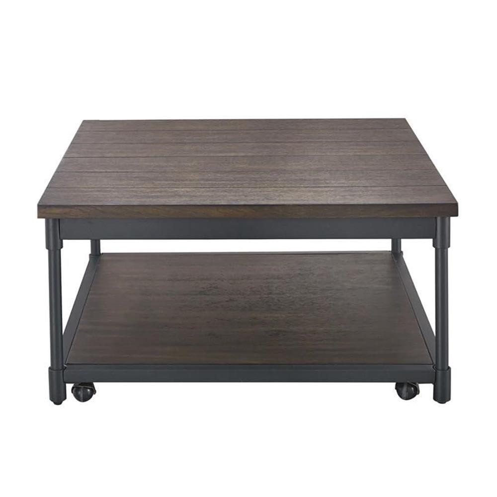 Prescott Lift Top Square Cocktail Table Dark Brown - Steve Silver Co.: Rustic Style, Metal Frame, Wood Veneer Top