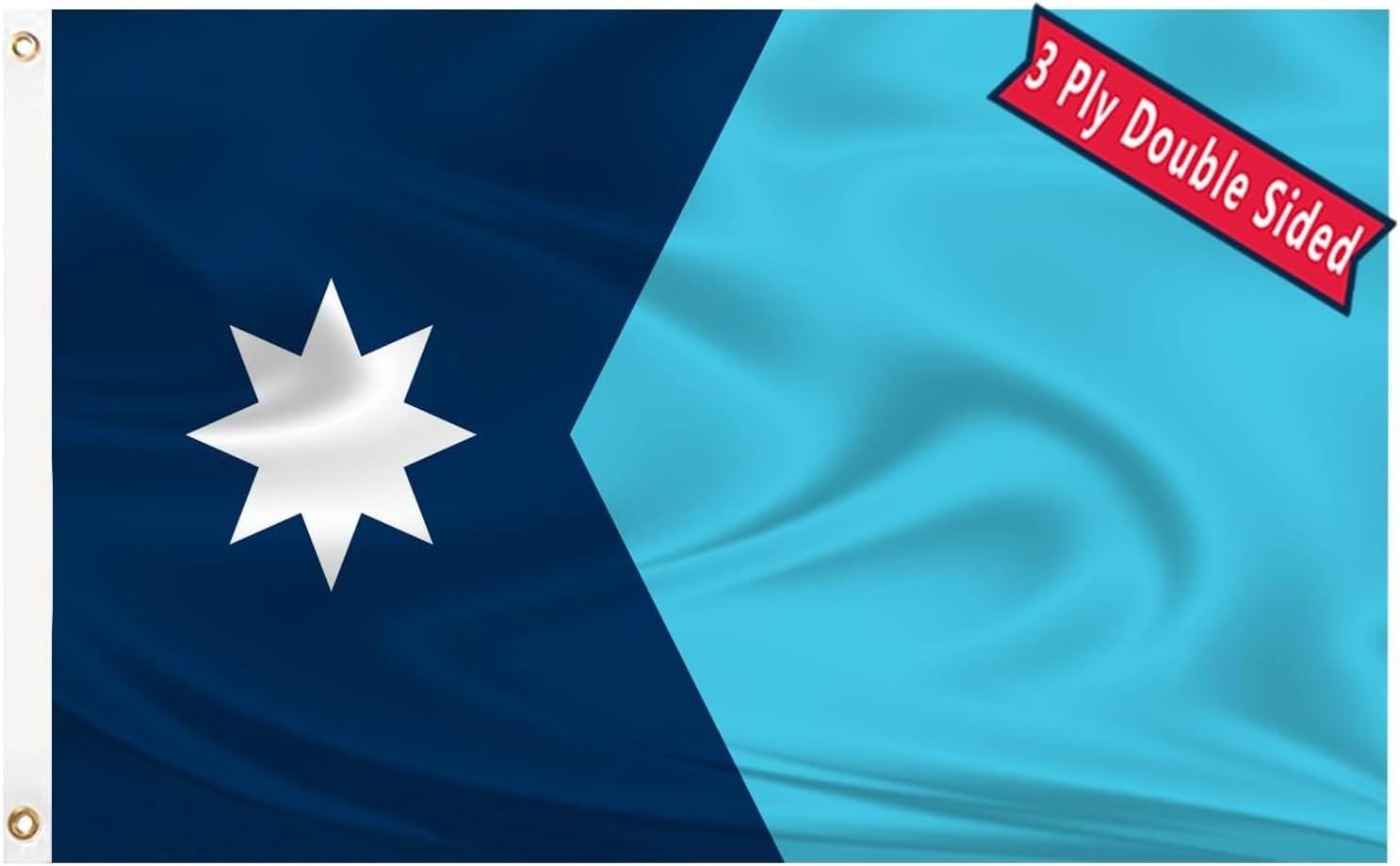 New Minnesota State Flag 3x5 Outdoor MN Flag 2 Rows Stitched Edge Canvas Header with 2 Brass Grommets