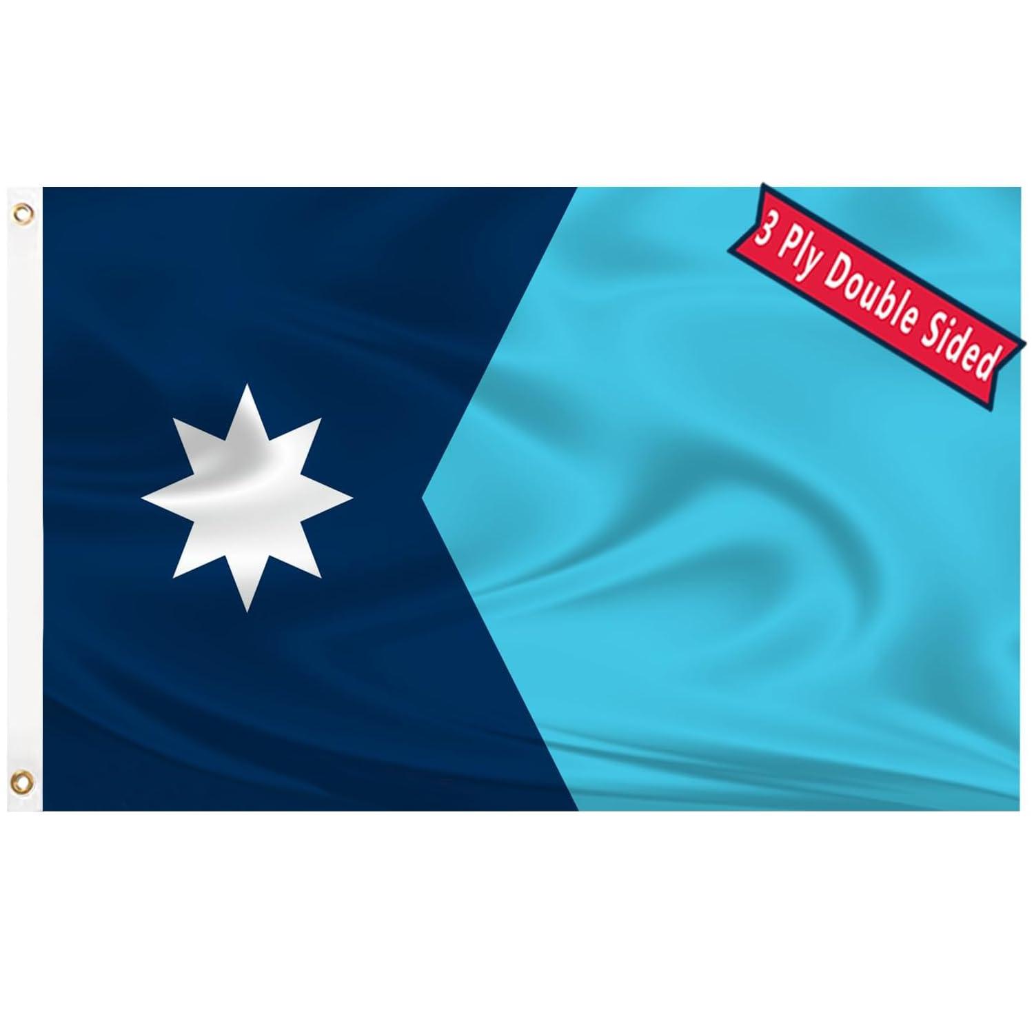 New Minnesota State Flag 3x5 Outdoor MN Flag 2 Rows Stitched Edge Canvas Header with 2 Brass Grommets