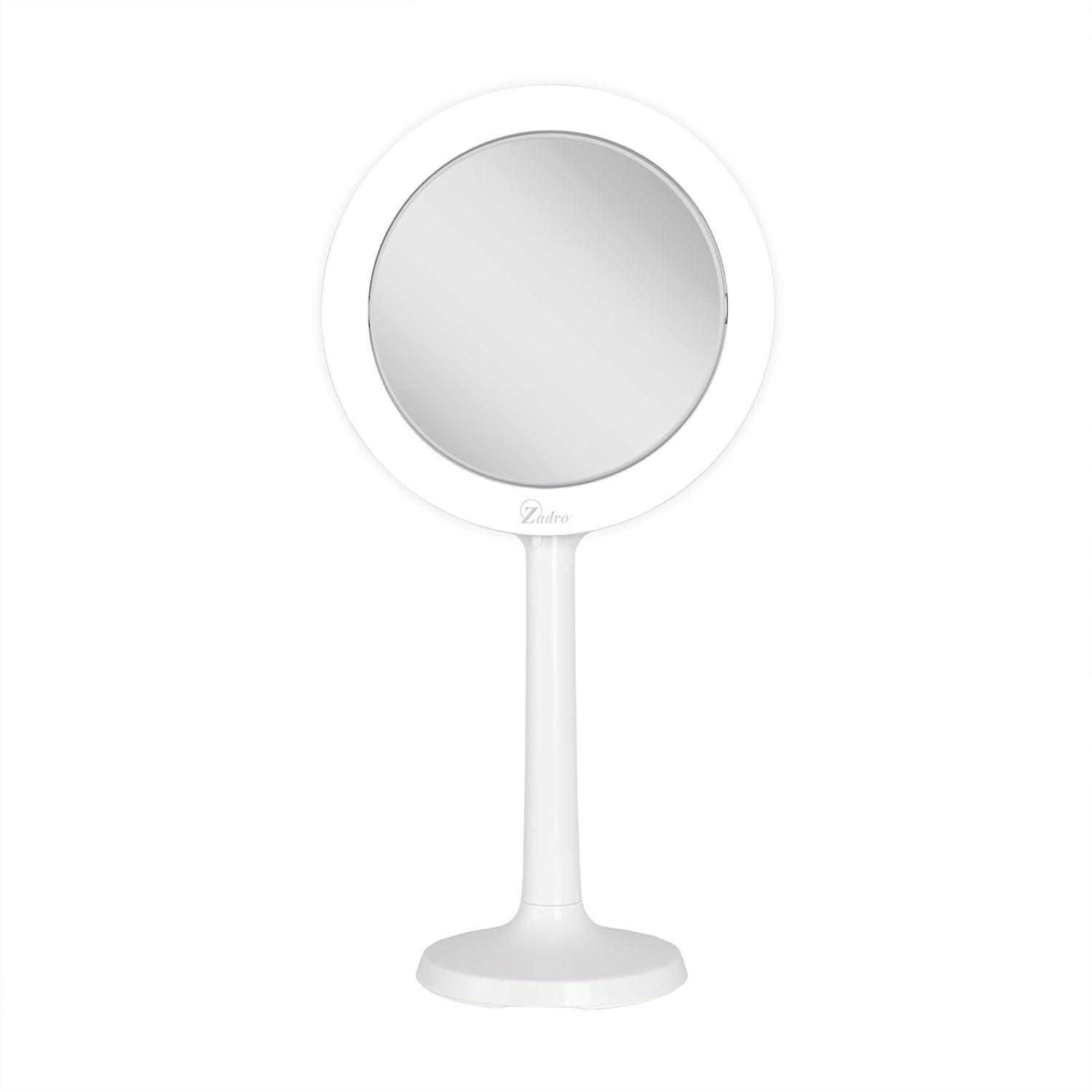 White Round LED Lighted Wall Mounted Magnifying Makeup Mirror