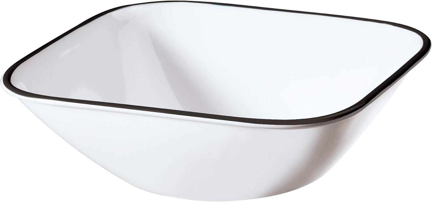 White Square Glass Dinnerware Set for 6 with Glossy Finish