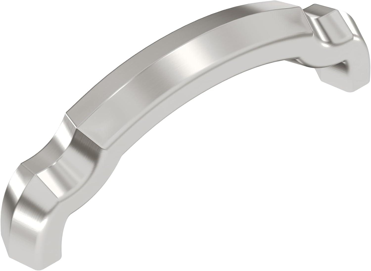 Hickory Hardware Solid Core Kitchen Cabinet Pulls, Luxury Cabinet Handles, Hardware for Doors & Dresser Drawers, 3 Inch Hole Center, Satin Nickel, Veranda Collection(Pack of 10)